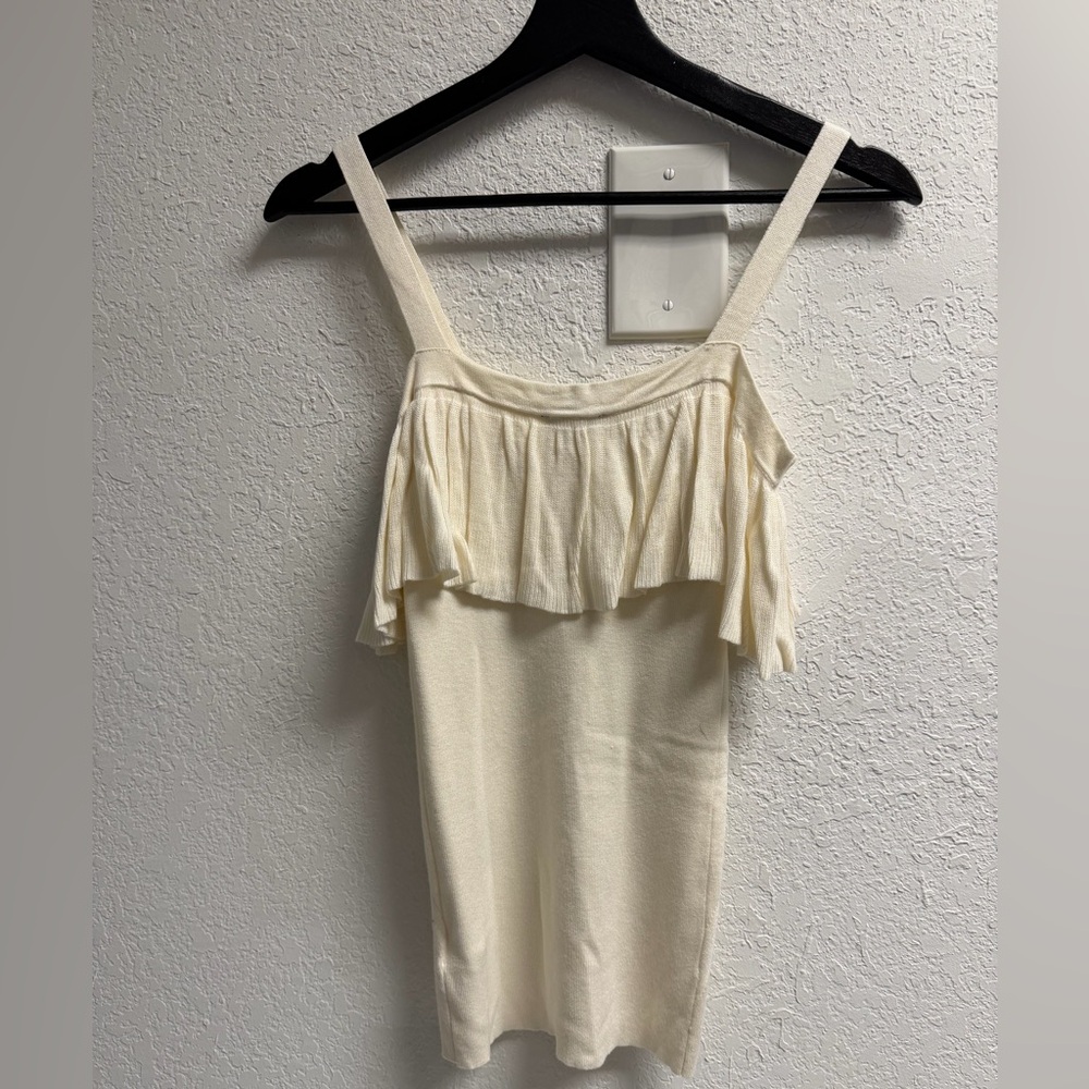 NWT Ivory Off white Ruffled Tank top S